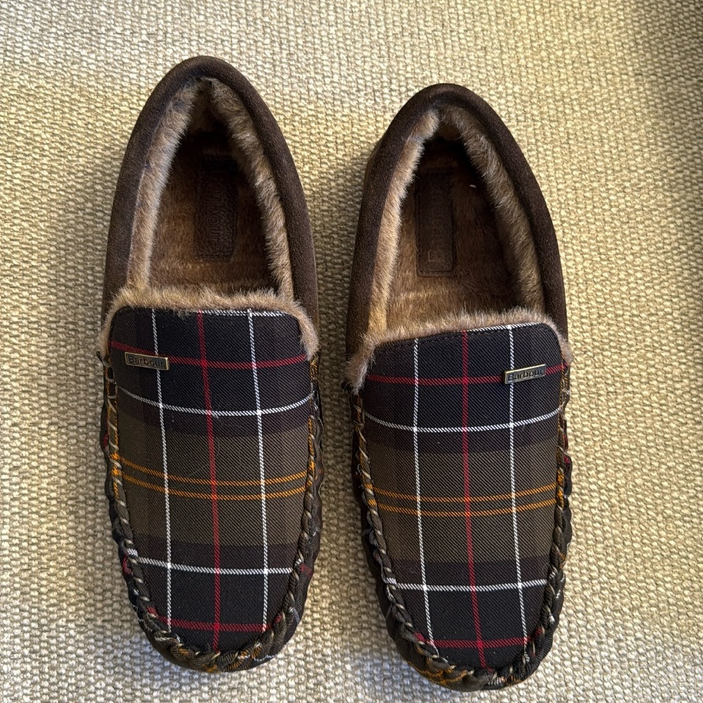 Barbour Plaid Shearling Driving Loafer- like new
